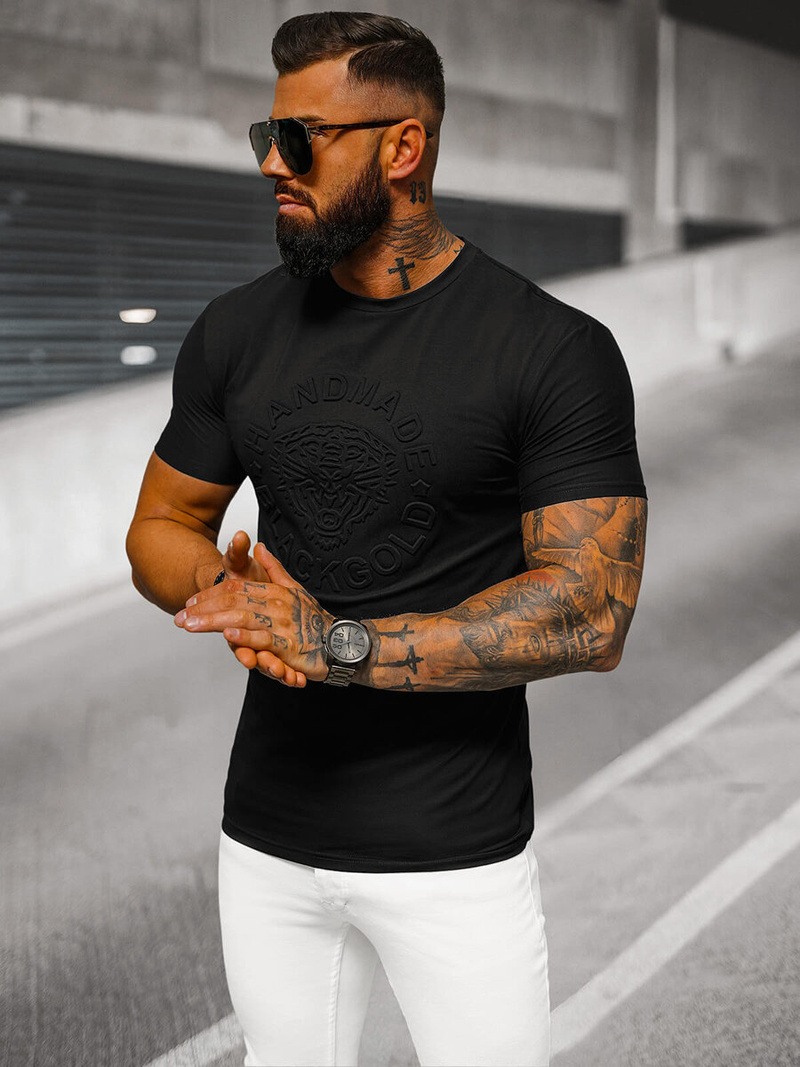 Pánské Tričko Černé OZONEE NB/MT3056Z