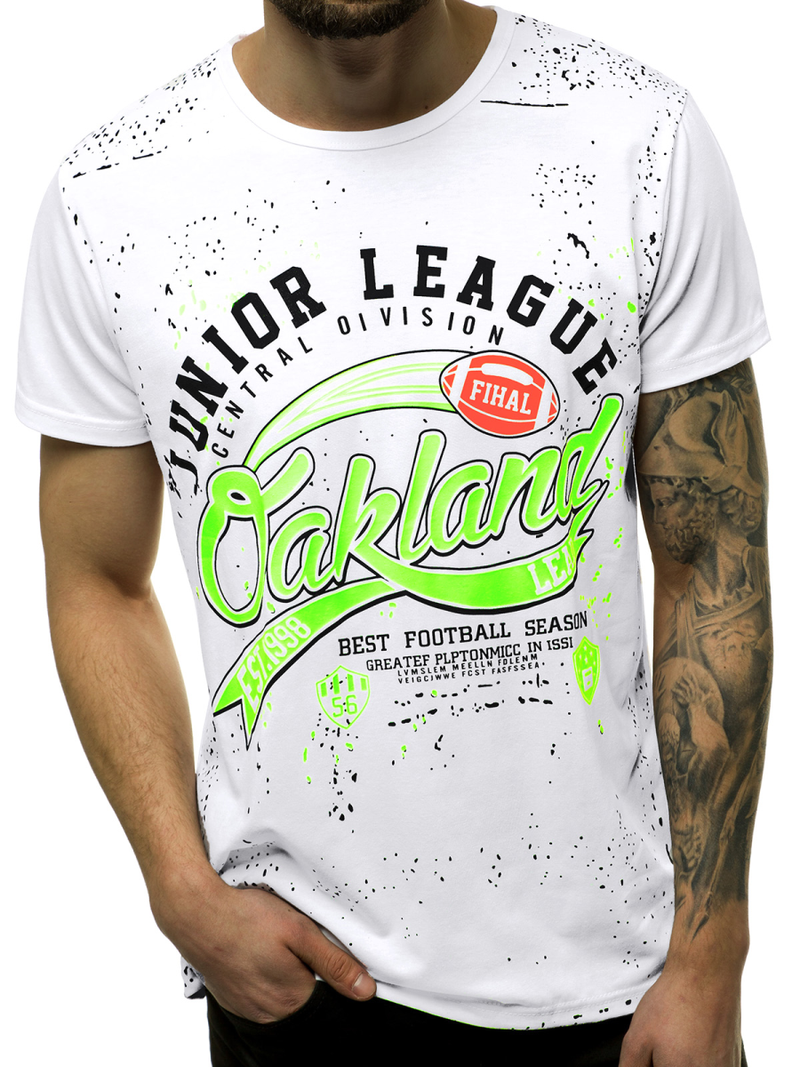 Pánské Tričko Bílé OZONEE JS/KS1975