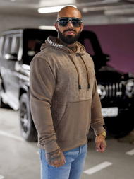 Pánská mikina s kapucí tmavě-béžové OZONEE O/3C505