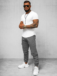 Pánské Chino Jogger Kalhoty Šedé OZONEE O/G3014Z
