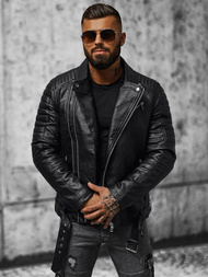 Pánská koženková bunda křivák černá OZONEE JS/11Z8005Z