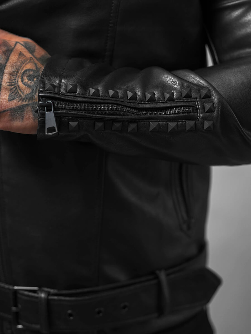 Pánská Koženková Bunda Černá OZONEE O/8902