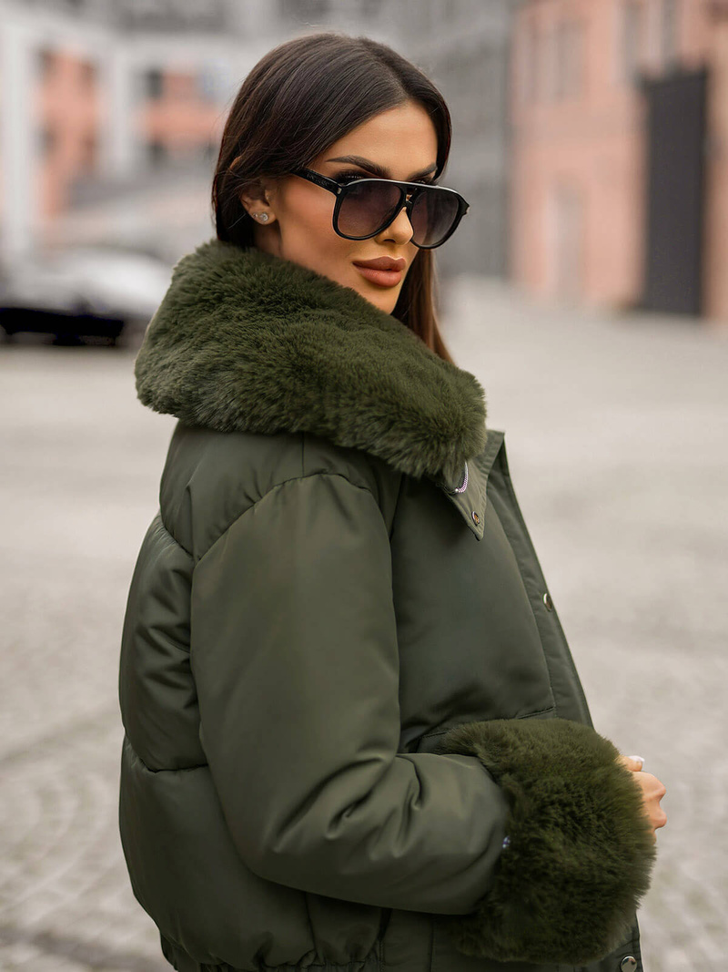 Dámská Zimní Bunda Khaki OZONEE O/H833