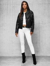 Dámská Kožená Bunda Černá OZONEE O/G116Z