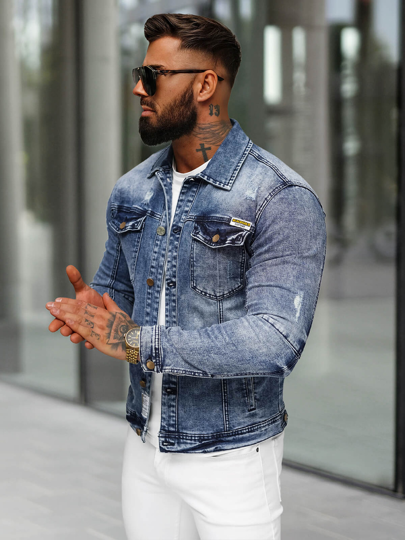 Pánská Džínová Bunda Modrá OZONEE NB/MJ529BS