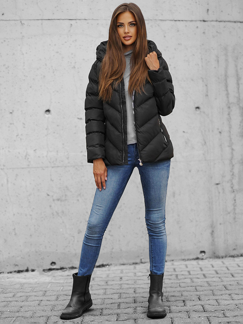 Dámská Bunda Černá OZONEE JS/M725/392Z