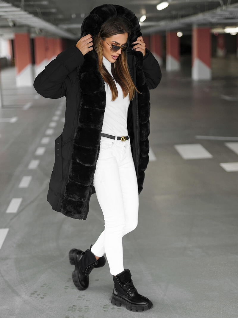 Dámská Bunda Černá OZONEE JS/5M3158/392Z