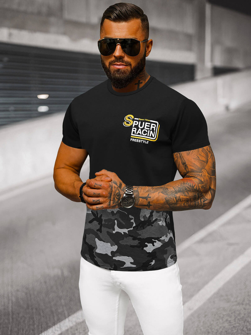 Pánské Tričko Šedé OZONEE JS/S985/2Z