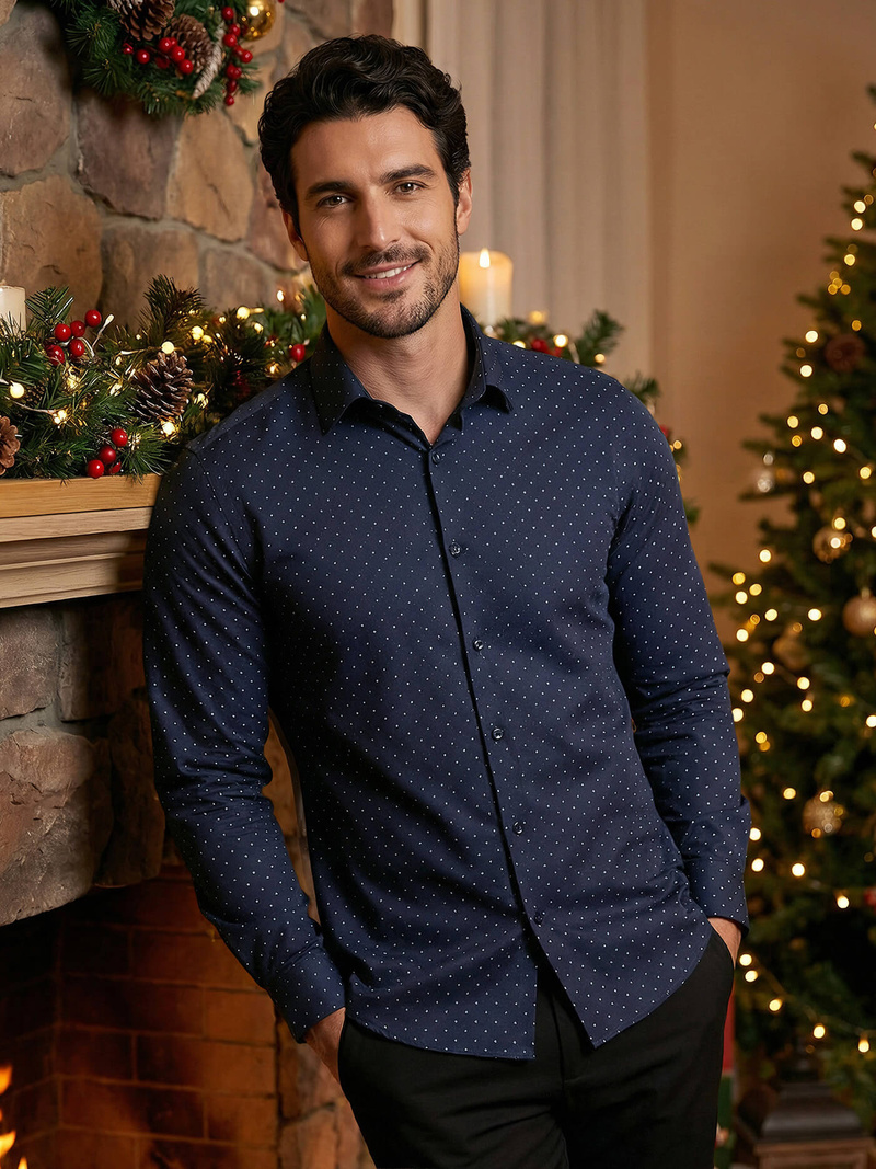 Pánská Košile Námořnická Modřá OZONEE V/V183Z