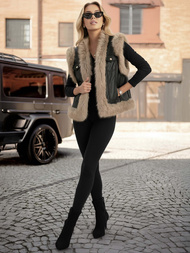 Dámská kožená vesta černá OZONEE JS/61M8516/392