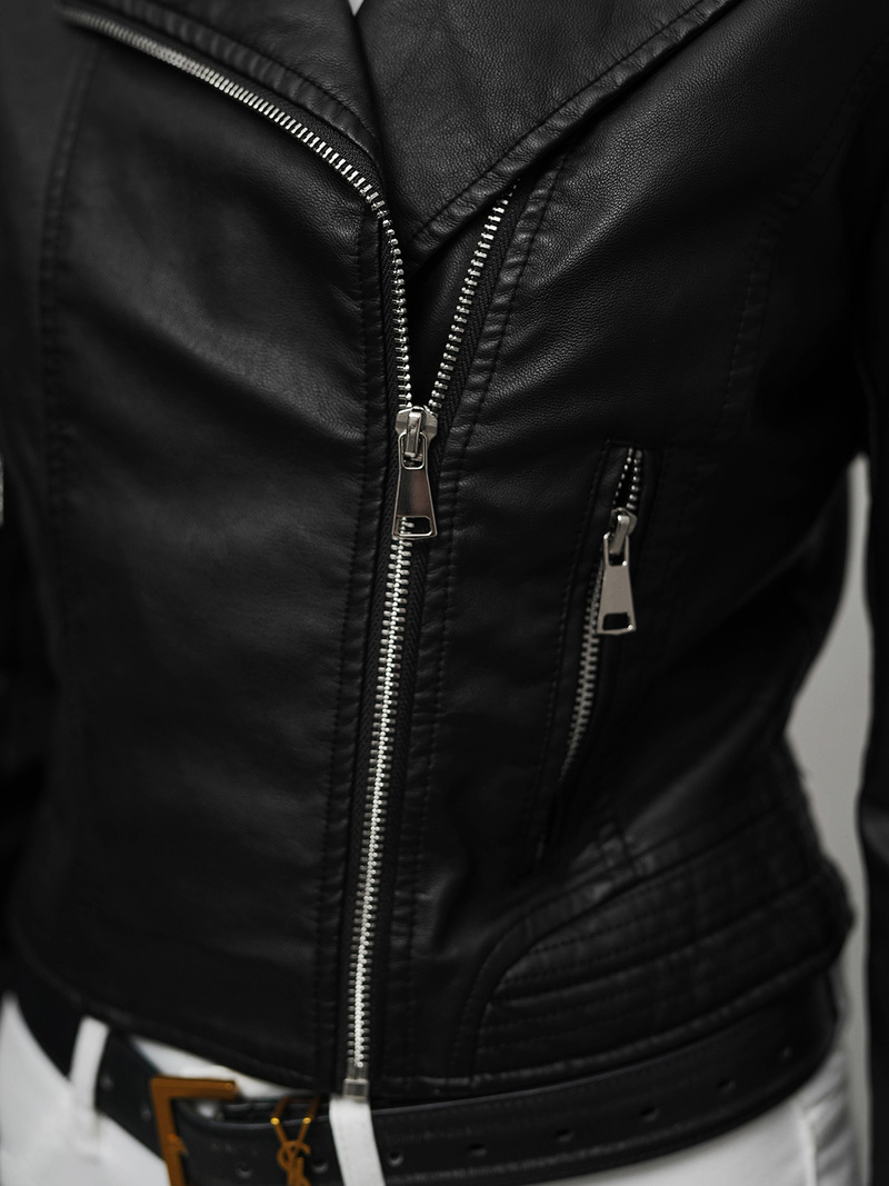 Dámská koženková bunda křivák černá OZONEE JS/11Z8028Z