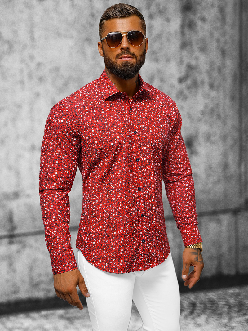 Pánská Košile Červená OZONEE O/3722Z