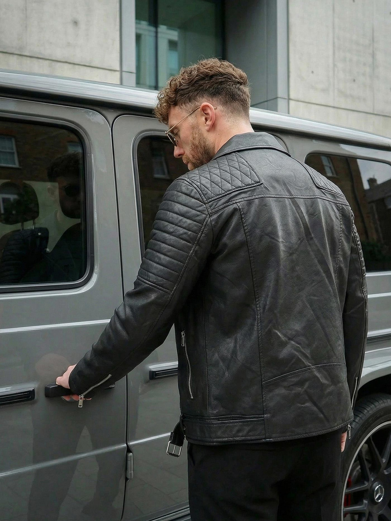 Pánská koženková bunda černá OZONEE JS/11Z8069