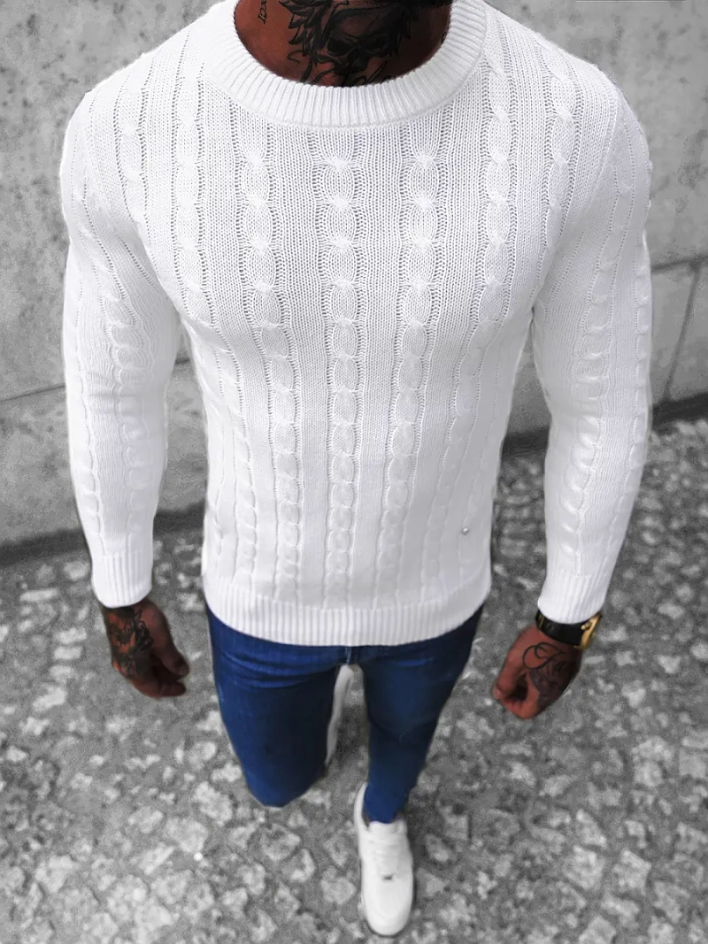 Pánský Svetr Bílý OZONEE NB/MM6021/1