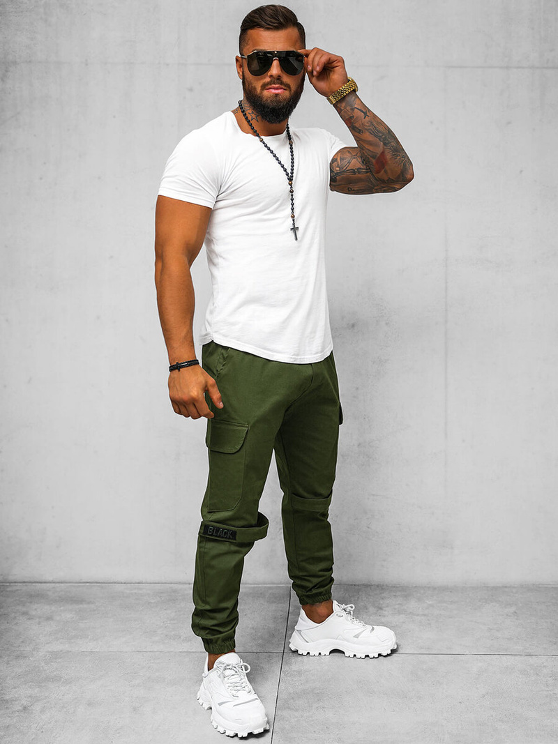 Pánské Chino Jogger Kalhoty Khaki OZONEE O/G3014Z
