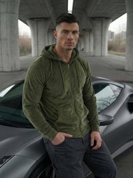 Pánská Velurová Mikina Khaki OZONEE JS/8B1168/29Z