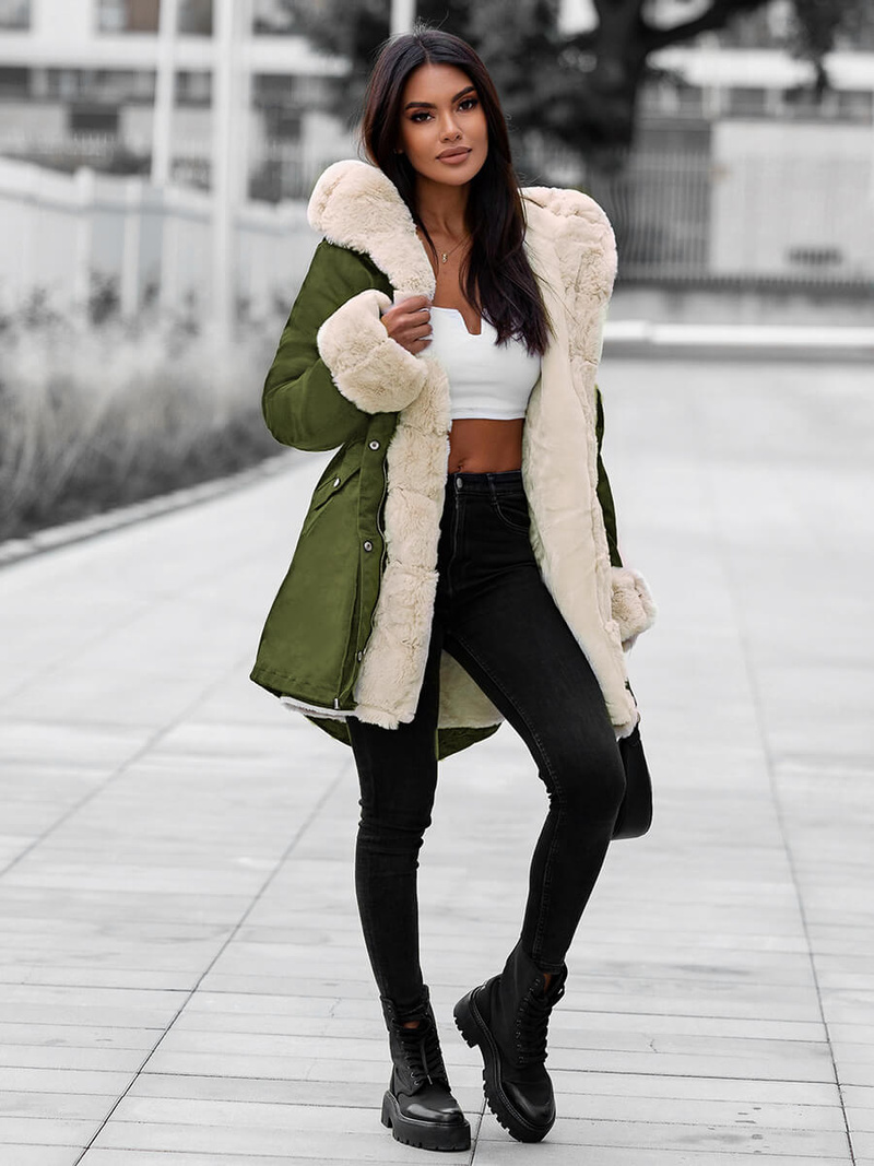 Dámská Zimní Bunda Zelená OZONEE JS/M763/136Z