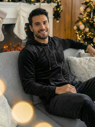 Pánská Velurová Tepláková Souprava Černá OZONEE JS/8C1169/3Z