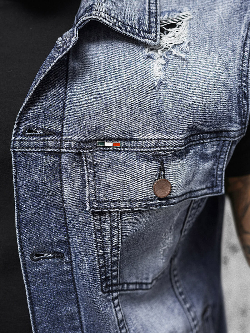 Pánská Džínová Vesta Modrá OZONEE NB/MJ539B