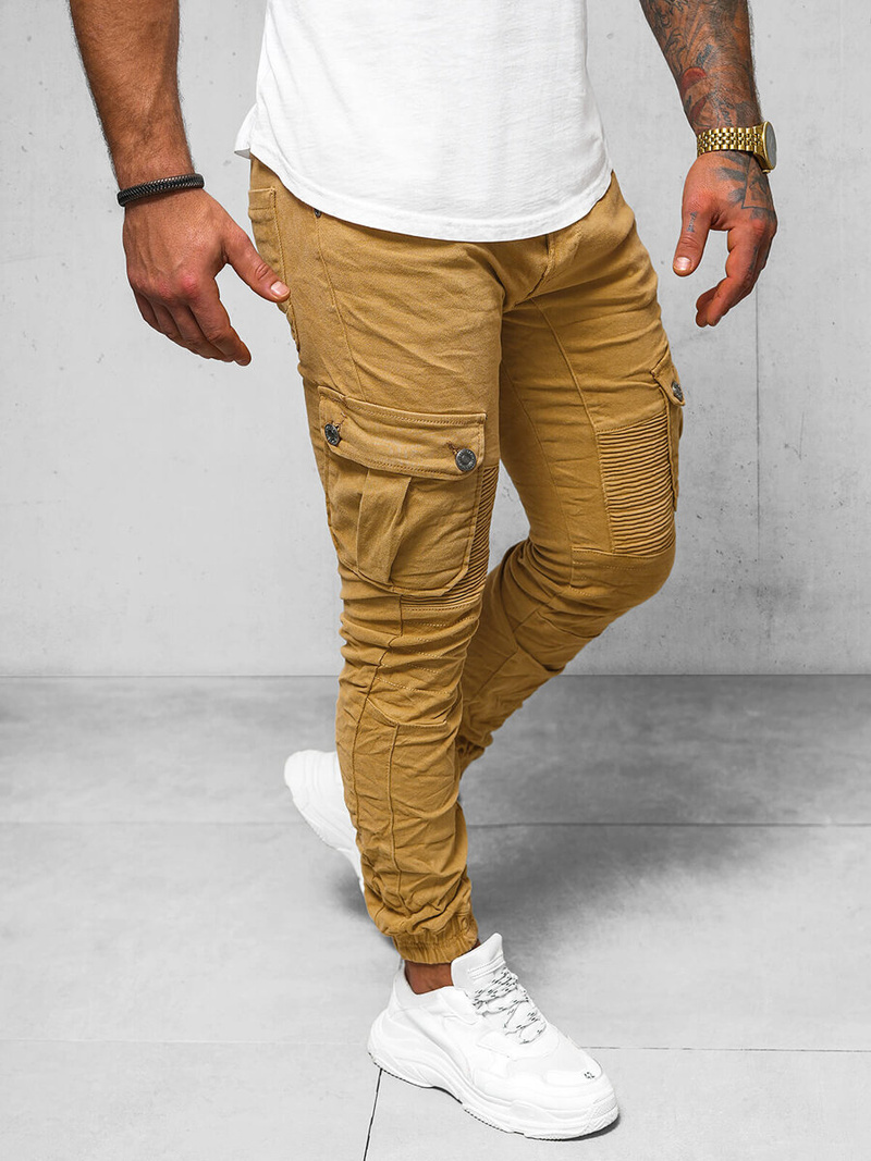 Pánské Džíny Jogger Tmavě-Béžové OZONEE O/E6979H