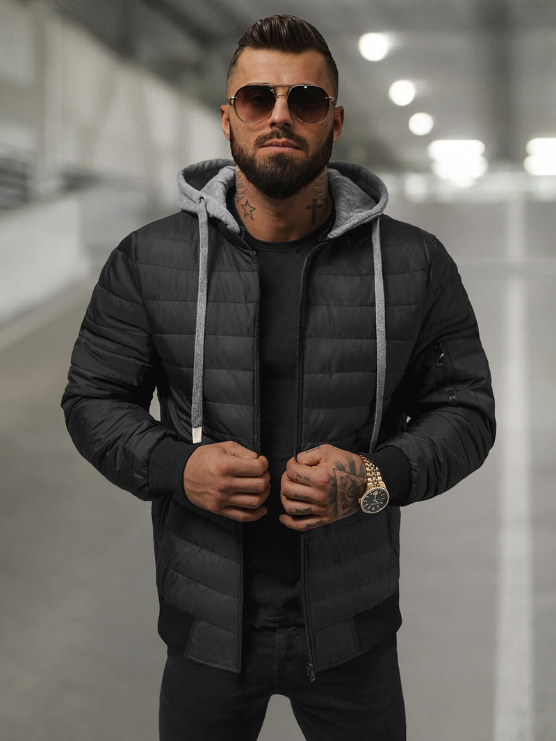 Pánská Bunda Černá OZONEE JS/8M985/392