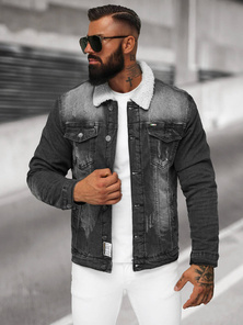 Pánská Džínová Bunda Šerpa Černá OZONEE NB/MJ513N