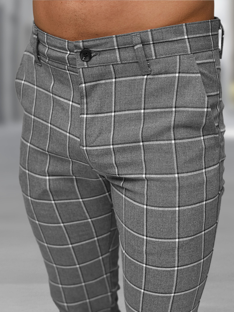 Pánské Chino Kalhoty Tmavě-Grafitová OZONEE DJ/5522Z