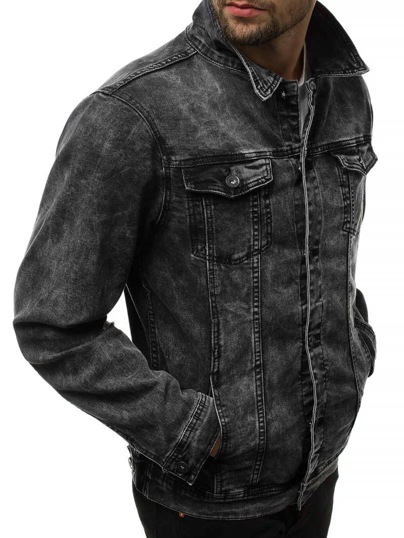 Pánská Džínová Bunda Černá OZONEE V/19320