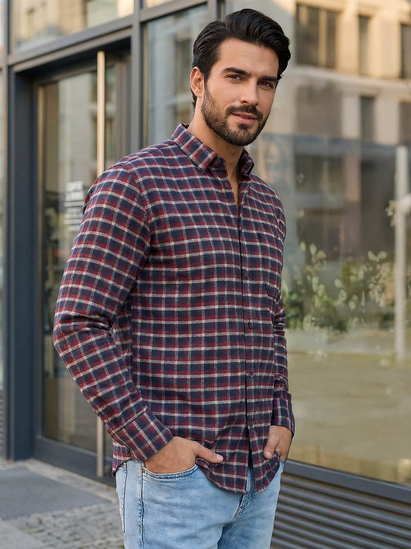 Pánská Košile Vínová OZONEE V/V176Z