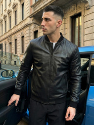 Pánská Koženková Bunda Černá OZONEE JS/11Z8105Z