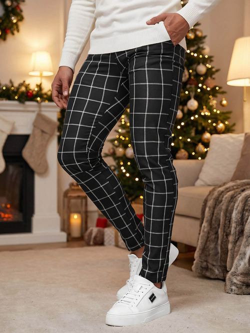 Pánské Chino Kalhoty Černé OZONEE DJ/5522Z