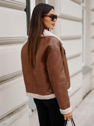 Dámská koženková bunda hnědá OZONEE JS/11Z8176