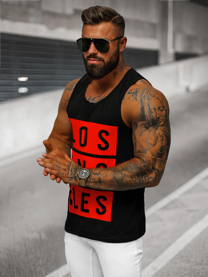 Pánské Tílko Černé OZONEE O/T105/3