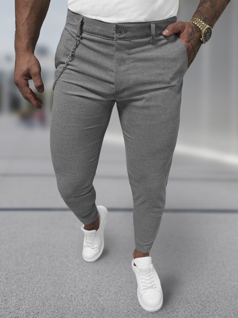 Pánské Chino Kalhoty Tmavě-Šedé OZONEE DJ/3300