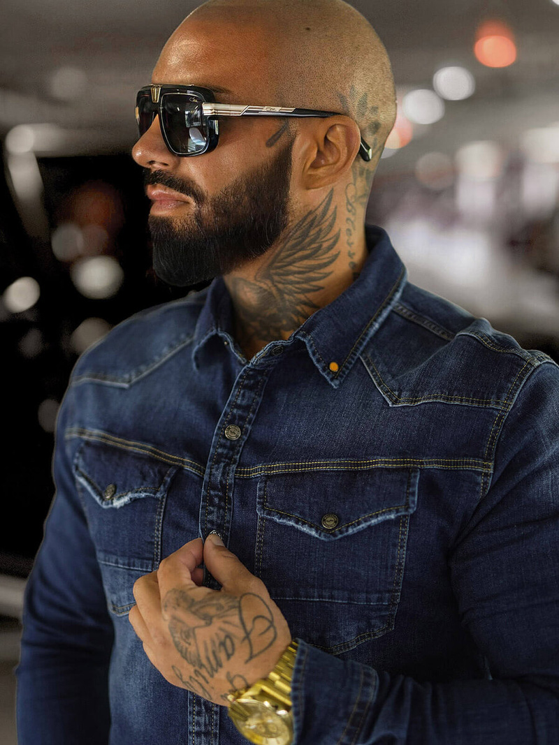 Pánská džínová košile modrá OZONEE O/51412