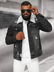 Pánská Džínová Bunda Šerpa Černá OZONEE NB/MJ502NZ