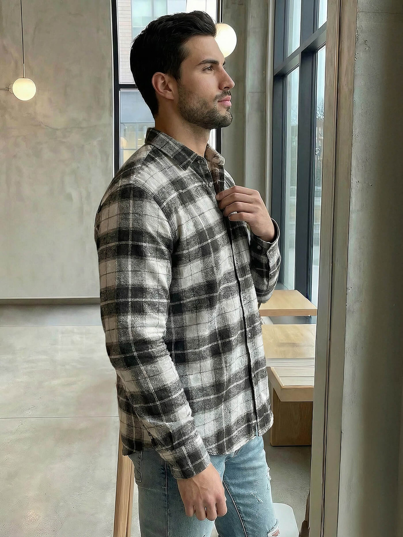 Pánská Košile Šedé OZONEE V/V172Z