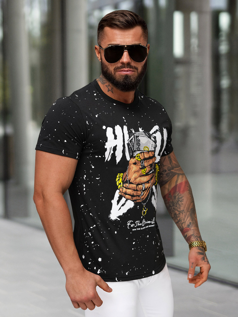 Pánské Tričko Černé OZONEE JS/8B1389/3