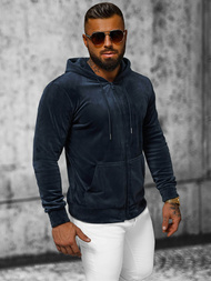 Pánská Velurová Mikina Námořnická Modřá OZONEE JS/8B1168/25