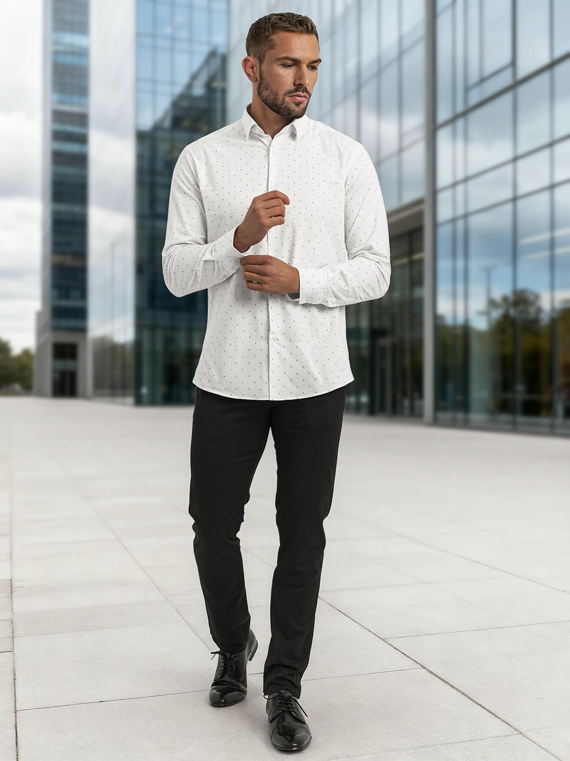 Pánská Košile Bílá OZONEE V/V180