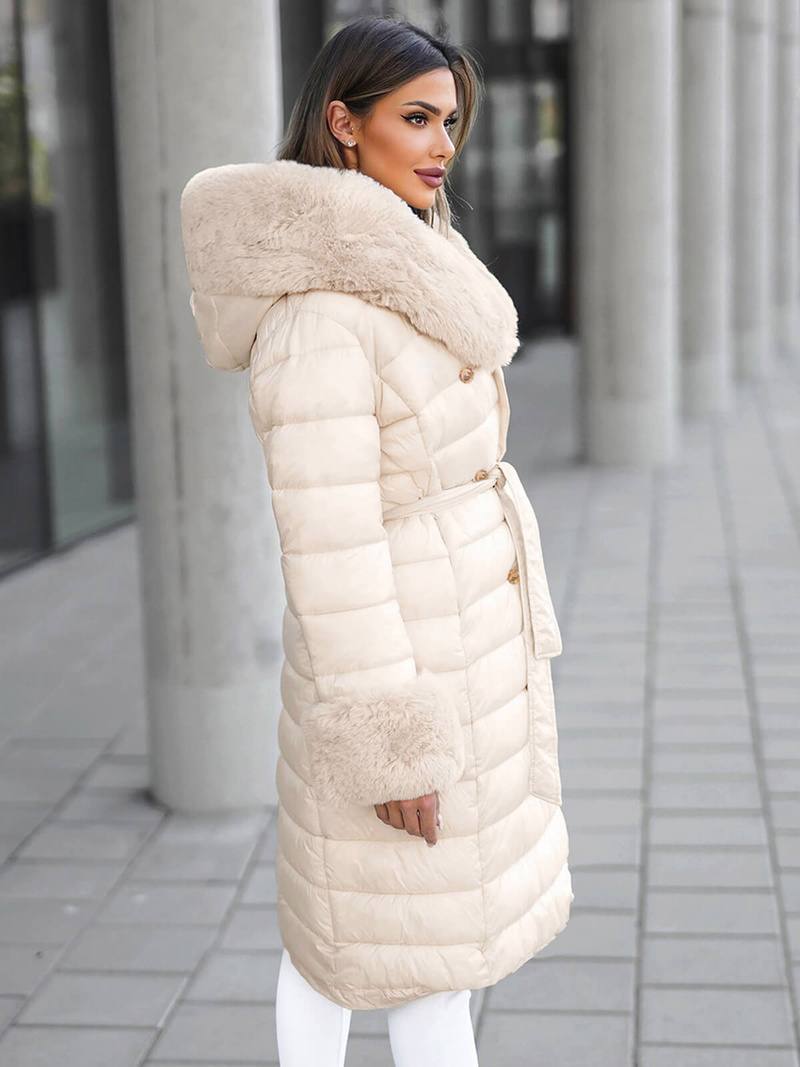 Dámský Kabát Béžový OZONEE JS/5M3160/254Z