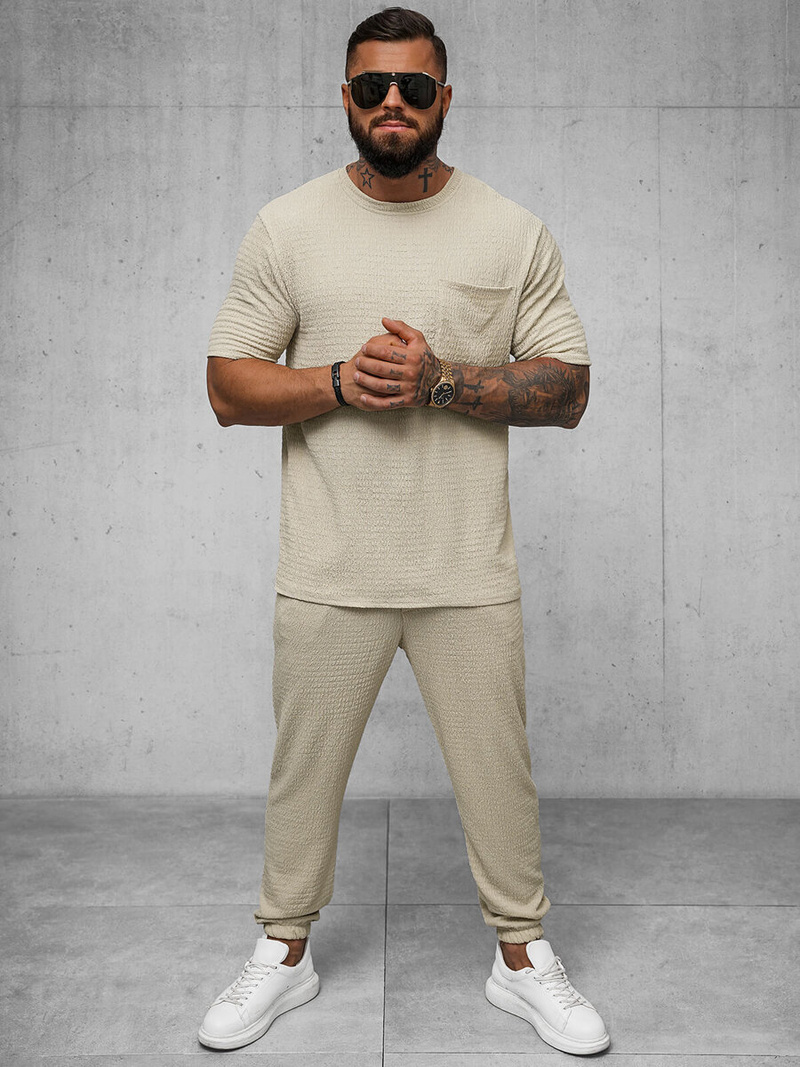 Pánské Tričko Béžový OZONEE O/Y960T