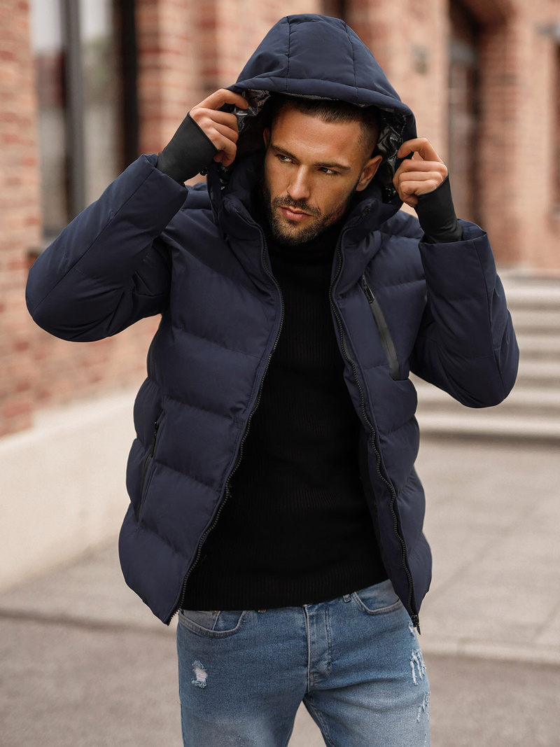 Pánská Zimní Bunda Námořnická Modřá OZONEE JS/5M756/215Z