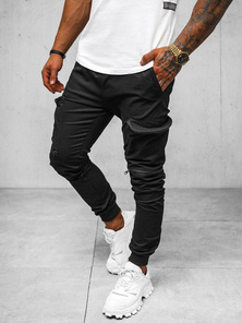 Pánské Chino Jogger Kalhoty Černé OZONEE O/475