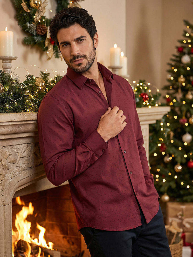 Pánská Košile Vínová OZONEE V/V182Z