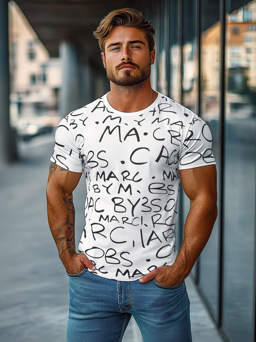 Pánské Tričko Bílé OZONEE JS/8T1213/1Z