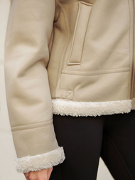 Dámská Kožená Bunda Béžová OZONEE JS/11Z8178