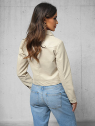 Dámská Kožená Bunda Béžová OZONEE O/G117