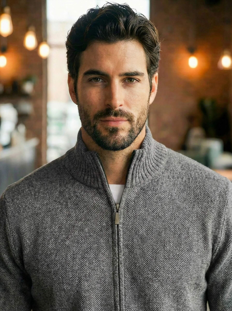 Pánský Svetr Grafitový OZONEE JS/59B3611/5