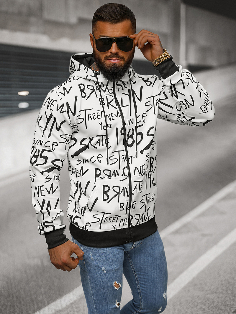 Pánská Mikina Bílá OZONEE JS/8B1175/1